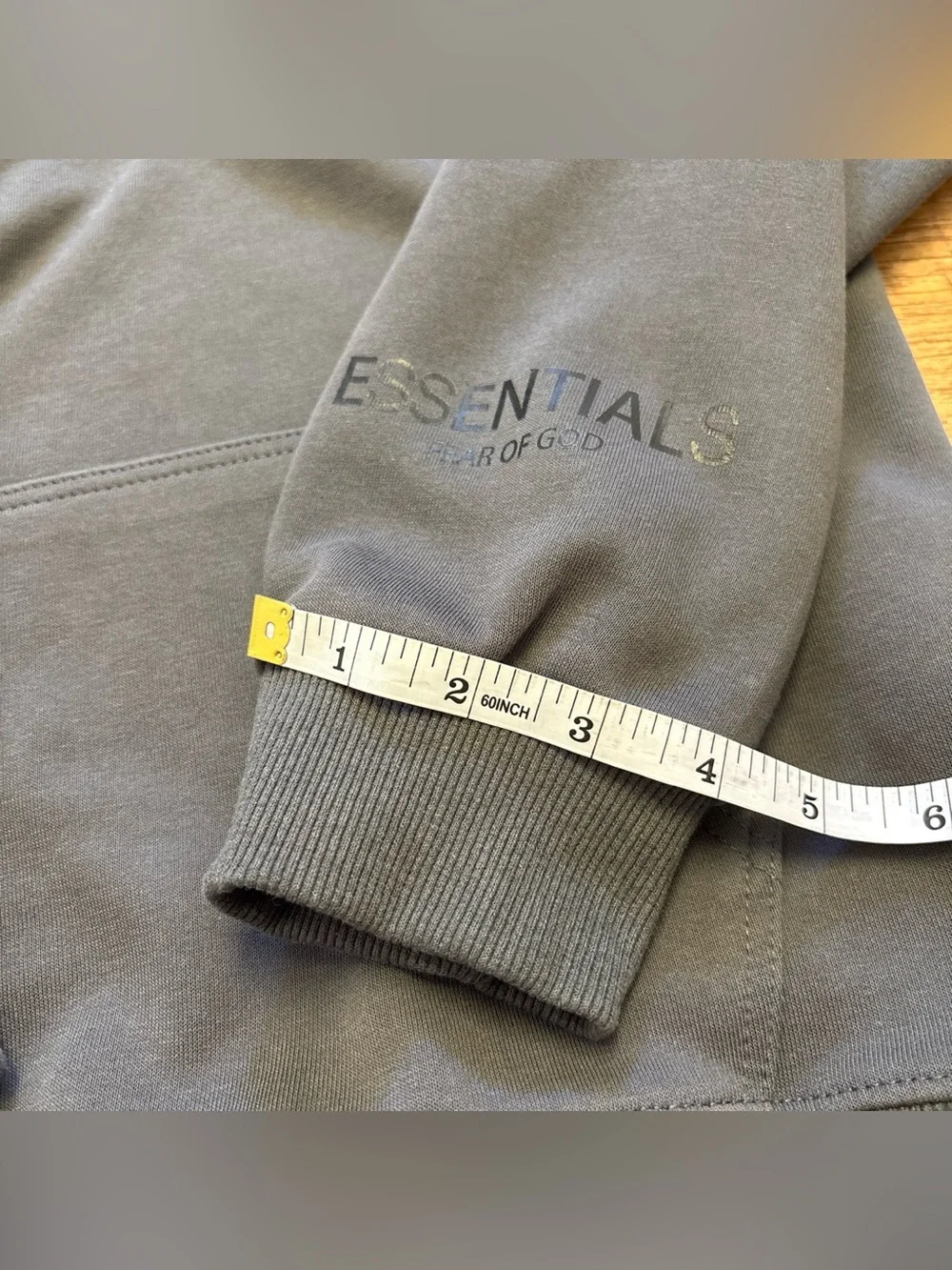 Essentials Fear of God Hoodie in Charcoal Gray with Reflective Black Logo
